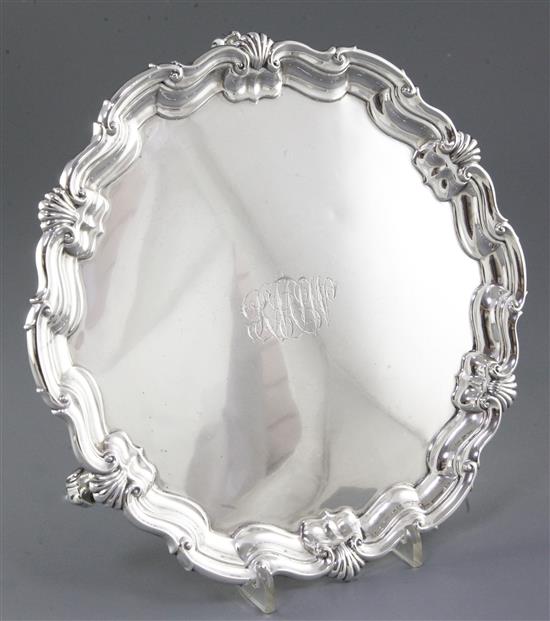 A George V silver salver, by James Dixon & Sons, Diameter 262mm, weight: 21.8oz/680grms